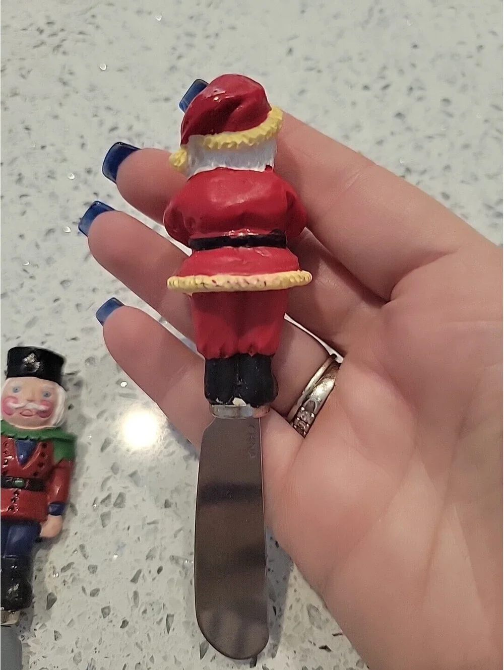 Knobler Holiday Christmas Spreaders Cheese Knives Santa Toy Soldier Stainless